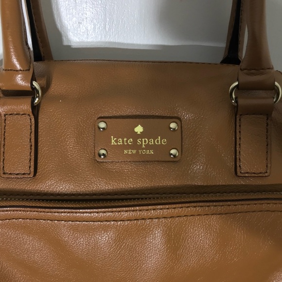 Kate Spade New York Tote Bag Purse Cognac Brown Leather Handbag with dust bag - Picture 3 of 16